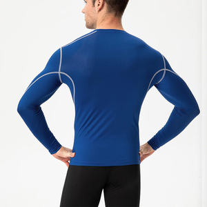 <b>Moisture</b> <b>Wicking</b> Knitted Slim Fit Mens Long Sleeve Compression <b>Shirt</b> Customizable Quick Dry Sporty Anti-UV Breathable Sportswear - Product Image 2