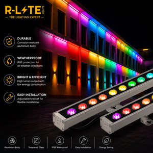 ไฟวอลวอชเชอร์ LED RGB 48W IP33 กันน้ำสำหรับภายนอกอาคาร ความสว่างสูง ตัวเรือนอะลูมิเนียม อายุการใช้งาน 50000 ชั่วโมง CRI สูง 90 ปรับความสว่างได้ - Product Image 1