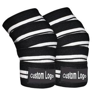 GAF Wholesale Custom Color Logo Elastic Heavy Duty Natural Rubber PVC Non-Slip Hook Loop Closure Fitness <b>Knee</b> <b>Wraps</b> Powerlifting - Product Image 2