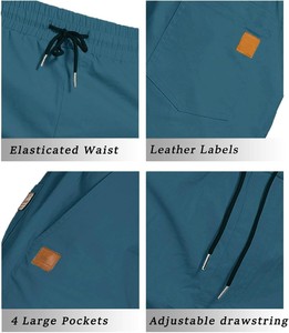 <b>Men's</b> 100% Cotton Eco-Friendly Solid Color Quick Dry <b>Bermuda</b> <b>Shorts</b> with Drawstring Waist and Pockets Casual Wear - Product Image 6