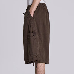 Pantalones Cortos Cargo de Color Sólido para Hombre, Cintura Media, Cierre con Cordón, Material de Lona, Estilo Casual con Bolsillos, Diseño Transpirable - Product Image 3