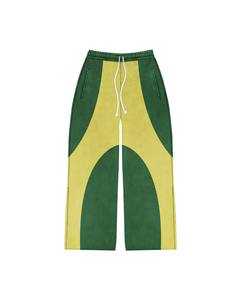 Multi Color Block BRAND Cropped <b>Zip</b> Hoodie Wide Pants Set | Oversized Colorblock Streetwear Matching Set OEM Private Label - Product Image 2