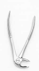 Forceps d'extraction dentaire pour molaires supérieures, à bec large et incurvé, avec poignée texturée en acier inoxydable - Product Image 2
