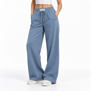 Elastic Waistband <b>Sweatpants</b> <b>for</b> <b>Women</b> Straight Leg Wide Bottom Trousers Custom Made Winter Casual Wear Lace Fleece - Product Image 4