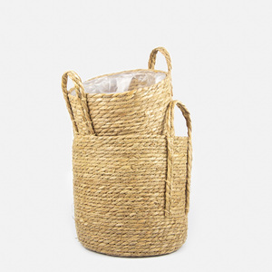 Wholesale Handwoven Seagrass Planter <b>Basket</b> with Handles Liner Boho Indoor Outdoor Storage Pot <b>for</b> Home Garden Decor OEM ODM - Product Image 5