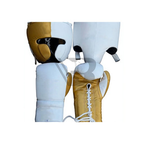 Ensemble d'entraînement et de sparring en cuir véritable, logo personnalisé, ensemble de boxe doré, gants de boxe de haute qualité, arts martiaux - Product Image 1
