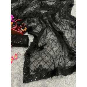 Saree de borde de encaje de diseñador con trabajo de bordado de secuencia para vestir profesionalmente - Product Image 3