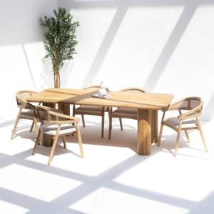Mesa de Comedor Vandana Zentrix Lunaris de Madera de Mango con Diseño Contemporáneo Hecho a Mano - Product Image 1