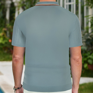 เสื้อเชิ้ตแขนสั้นลายทางผ้าอ๊อกซ์ฟอร์ดโพลีเอสเตอร์/คอตตอน ระบายอากาศได้ดี เหมาะสำหรับฤดูร้อน สไตล์ลำลองสำหรับผู้ชาย - Product Image 2