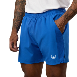 <b>Mens</b> Blue Panel Training <b>Shorts</b> <b>Elastic</b> Waist Drawstring Gym Workout Running Sportswear Lightweight Activewear <b>Shorts</b> for <b>Men</b> - Product Image 1