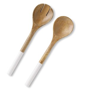 Wooden salad <b>server</b> spoon fork set handmade eco friendly utensils for serving fresh salad and kitchen decoration - Product Image 1