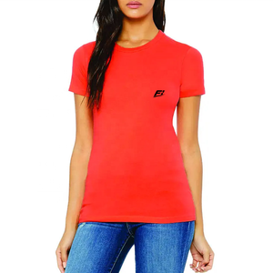T-shirt en coton pour femme, manches courtes, col rond, décontracté, doux, respirant, uni, personnalisable avec logo, vente en gros, t-shirt pour femme - Product Image 1