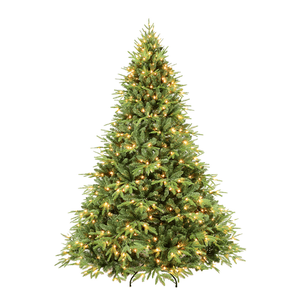 Albero di Natale Artificiale da 1,5 m con 1419 Rami Misti, 300 Luci LED Bianco Caldo, Filo d'Acciaio Incernierato, Foglie Realistiche in PE/PVC - Product Image 1
