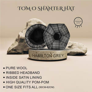 Chapeau écossais tartan Tam o' Shanter avec pompon, bonnet en laine personnalisé, vente en gros - Product Image 3
