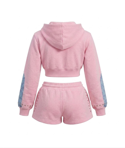 Women's <b>Crop</b> <b>Top</b> Set Two Piece Casual Matching Outfit <b>with</b> Short <b>Sleeve</b> <b>Top</b> and Shorts for Summer Streetwear Fashion - Product Image 5