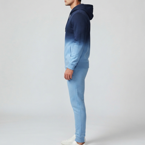 Ensemble de survêtement à capuche pour homme, couleur unie, manches longues, décontracté, respirant, avec cordon de serrage et poches avant, 100 % coton, séchage rapide - Product Image 5