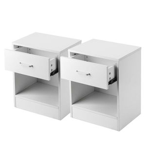 2 Comodini Bianchi con Cassetto, Design Minimalista Francese per Camera da Letto, Soggiorno, Casa, Appartamento, con Funzioni di Archiviazione - Product Image 3