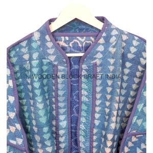 Chaqueta Kantha Vintage Hecha a Mano 100% Algodón, Acolchada, Cuello Mandarín, Transpirable, Ecológica, de Secado Rápido, para Varias Estaciones - Product Image 6
