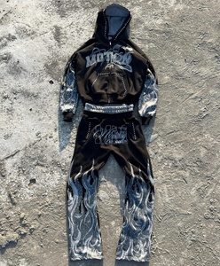 High Quality Rhinestone e Graphic Rhinestone Hoodie and Flare <b>Sweatpants</b> <b>Set</b> Hotfix Crystal Tracksuit Unisex Y2K <b>Set</b> - Product Image 2