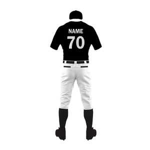 Ensemble d'uniformes de baseball personnalisés pour hommes, noir et or, avec nom d'équipe imprimé par transfert thermique, maillot blanc et pantalon respirant anti-bactérien - Product Image 3