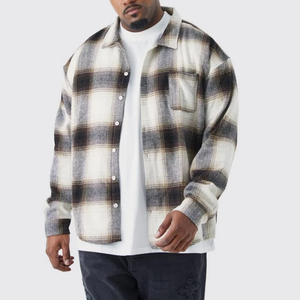 <b>Men's</b> Blue <b>White</b> Plaid Flannel Casual <b>Shirt</b> Full <b>Sleeve</b> Turn-down Collar Anti-Wrinkle Woven Cotton Autumn Wear - Product Image 2