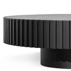 Modern Minimalist <b>Round</b> <b>Wooden</b> <b>Coffee</b> <b>Table</b> Black Finish Handmade Living Room Furniture - Product Image 1