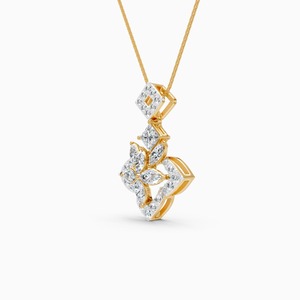 จี้เพชรทรงมาควิสแบบกลีบดอกไม้และทรงกลม น้ำหนัก 0.86 กะรัต เพชรเลี้ยงในห้องปฏิบัติการ ดีไซน์ทันสมัย ทำจากทอง 9K สีเหลือง ขาว และสีโรสโกลด์ - Product Image 3