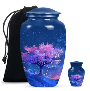 Blue Floral Tree Cremation <b>Urn</b> <b>Large</b> <b>Urns</b> For Human Ashes - Product Image 1