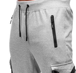 Men's Gray Sweatpants Elastic Waist Drawstring Cargo Pockets Casual Jogger Pants Autumn Wear Men Jogger Trouser for sale - Product Image 5