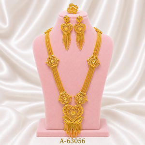 MOLL JEWELLERS Ensemble de collier long de style antique avec boucles d'oreilles, bijoux en zircon plaqué or et argent de qualité supérieure pour femmes A-63056 - Product Image 1