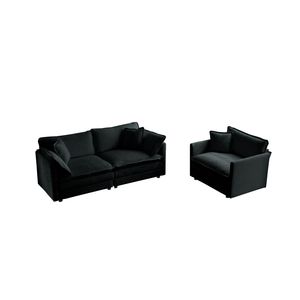 Set Divano a 2 Posti e Poltrona Decorativa, 2 Pezzi, in Ciniglia Imbottita per Soggiorno, Set di Sedie Confortevoli - Product Image 5