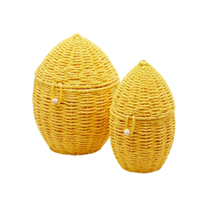 Handwoven Paper <b>Rope</b> Egg Shaped <b>Baskets</b> for Gifts Storage Container for Easter Decoration from Vietnam - Product Image 1
