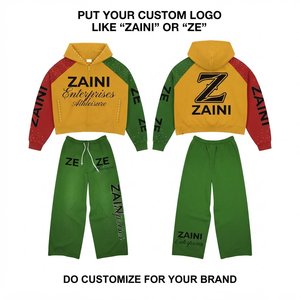 Ensemble de survêtement décontracté pour homme Zaini Enterprises Premium en molleton de coton 350 GSM, jaune moutarde, rouge, vert, avec capuche et pantalon de jogging - Product Image 1