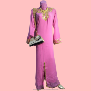 Black Luxury Kaftan <b>Dress</b> with <b>Silver</b> Crystal Embroidery and Ornate Front Design for Wedding Party Wear - Product Image 2
