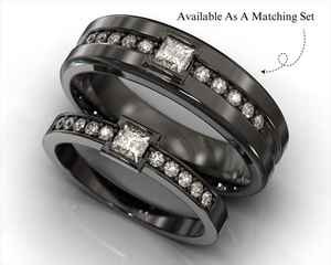 Bague plaquée noire pour femmes, diamant Moissanite, demande en mariage romantique, bijoux originaux en argent 925, cadeau de mariage - Product Image 3