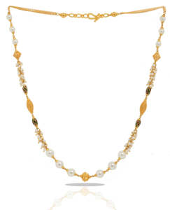 Collar Largo Tradicional Chapado en Oro con Perlas y Esmalte Verde, con Cuentas de Diseño para Mujer, Ideal para Bodas y Fiestas - Product Image 3