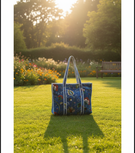 Bolso de Hombro Azul Personalizado para Mujer, Reversible, Estilo Bohemio Vintage, de Terciopelo Ligero, de 18 Pulgadas, para Invierno y Verano, para Compras y Viajes - Product Image 3