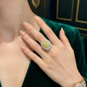Unique Beautiful Bling Guaranteed Natural 18k Rose Gold Vintage Intense Yellow Diamond Pave Setting Engagement Ring Wedding - Product Image 3