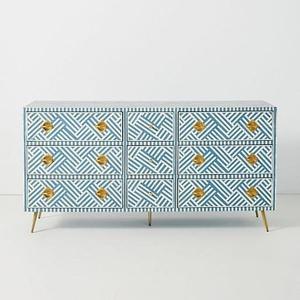 Cajón con Incrustaciones de Hueso de ILAHI, Diseño Moderno con Detalles de Ágata, Mueble Portátil para el Hogar - Product Image 4