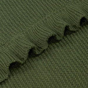 Knitted Organic Cotton Eco-Friendly <b>Throw</b> <b>Blanket</b> Solid Color Ruffle Edge Rectangular Home Use Autumn Style Simple Folded Baby - Product Image 4
