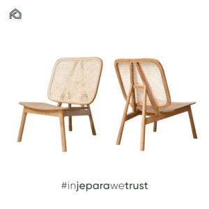 Chaise de jardin en rotin nordique moderne pour restaurant, salon extérieur, en teck massif, cannage en rotin, style bohème - Kana - Product Image 1