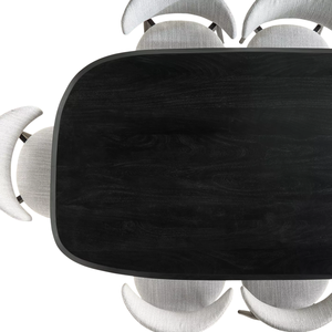 Mesa de Comedor de 8 Plazas, Madera de Mango Sólida, Forma Irregular, Acabado Negro Oscuro, Base de Pedestal, Mesa de Comedor para Hogar, Cocina, Restaurante - Product Image 4