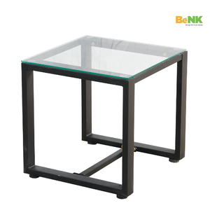 Juego de Otomanas de Mimbre Moderno para Exteriores BeNK, 4 Piezas, con Estructura de Acero Negro, para Balcón, Sala de Estar, Apartamento, Exterior - Product Image 1