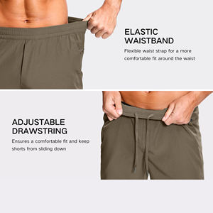 Shorts de tennis pour hommes, personnalisables, à taille élastique avec cordon de serrage, séchage rapide, respirants, écologiques, motif uni, style vintage, pour la gym et le sport - Product Image 5