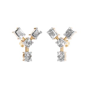 Boucles d'oreilles en forme de Y en diamant naturel pour femmes 14K/18K or blanc ovale taille émeraude diamants à la mode pour les fêtes mariages IGI - Product Image 2