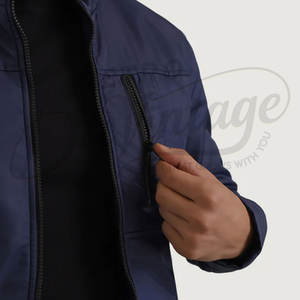 Mens Navy Blue Stand Collar <b>Padded</b> Jacket Casual Slim Fit Warm Quilted <b>Buffer</b> Coat Lightweight Windproof Winter Outwear - Product Image 6