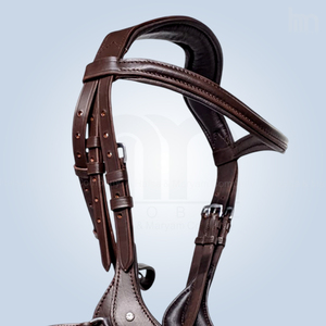 Brida para Caballo Profesional Premium de Cuero Marrón Oscuro Duradero con Narquera Anatómica Tipo Grackle Figura 8 Mexicana para Uso General - Product Image 4