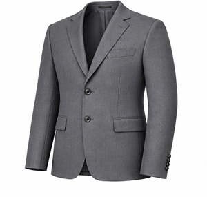 Blazer de lana peinada gris para hombre con solapa de muesca y botonadura sencilla - Product Image 4