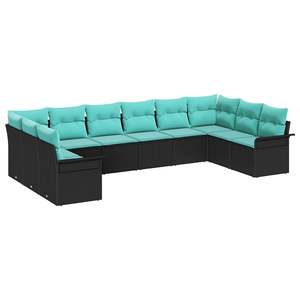 Juego de Sofás de Jardín de Ratán Sintético Negro de 10 Piezas con Almacenamiento, Muebles Duraderos y Elegantes para Exteriores - Product Image 2