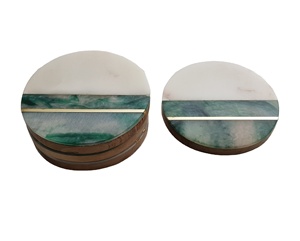 New Development Acacia Wood and Resin with Metal Inlay with High Quality Polished Custom Coasters Hot Selling 2026 - Product Image 4